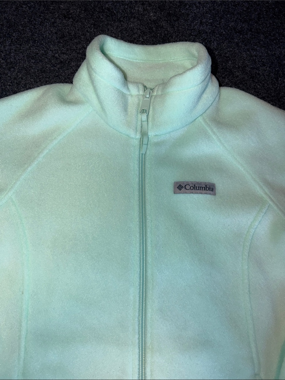 10/12 M Columbia Girls' Mint Green Full-Zip Fleece Jacket Inside Pockets/NameTag
